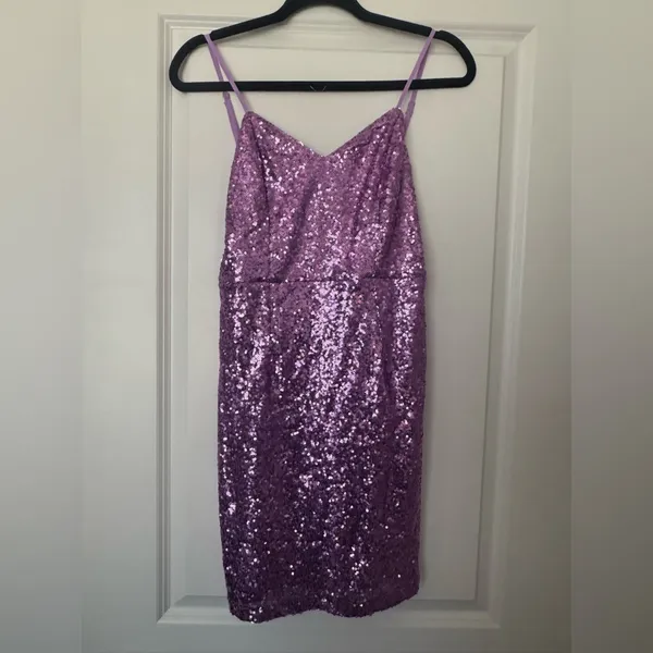 Hello Molly Bring On The Merlot Dress Lilac Sequins - Image 2