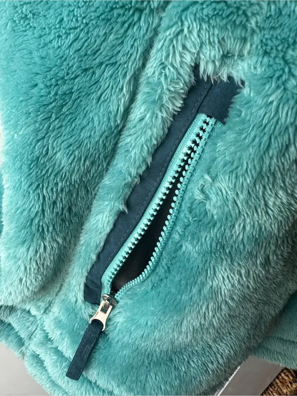 Free Country Teal Plush Fleece Vest L Cozy High Collar Full Zip Outdoor Layer - Image 7