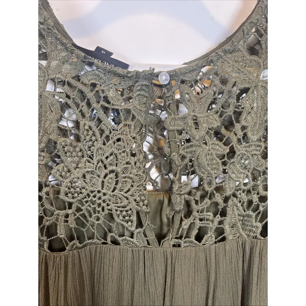 NWT Lane Bryant Size 14 Plus Crochet Olive Green Lined Midi Short Sleeve Dress‎ - Image 5