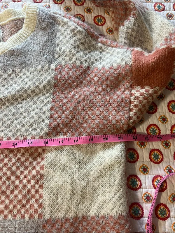 Abercrombie + Fitch Patchwork Knit Mohair Blend Crewneck Sweater size medium - Image 6
