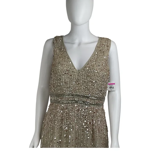 Mac Duggal Fully Embellished Sleeveless‎ MIDI Cocktail Formal Size 10 - Image 4