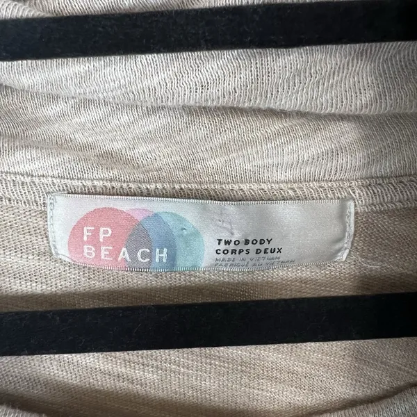Free People Beach Sweater‎ Womens S/M Cocoon Cowl Neck Pullover Tan Ivory - Image 5