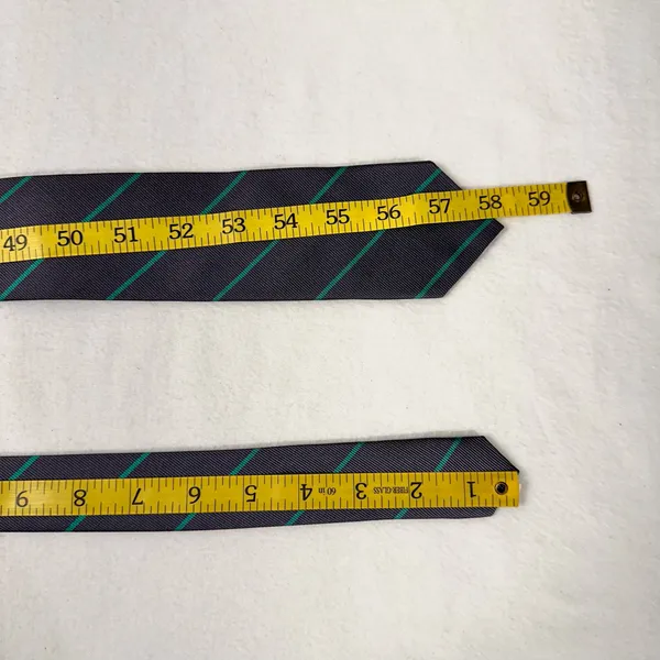 J Crew Silk Necktie Grey Green Tie Diagonal Stripe Preppy Career Wedding - Image 5