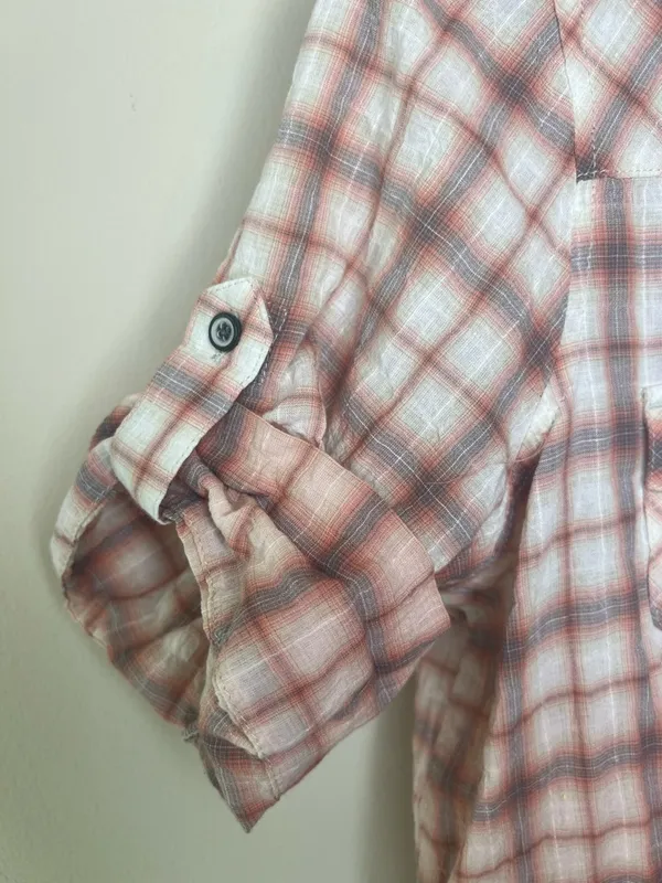 Harley Davidson Corset Back Plaid Shirt‎ Small Pink Spellout Logo Fitted - Image 7
