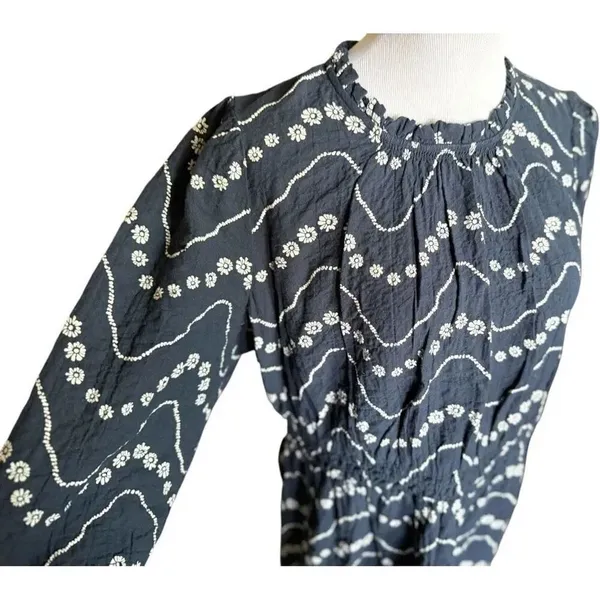 Womens Mark & Spencer M&S Navy Blue Floral Print High Neck Maxi Dress - Sz 15 - Image 2