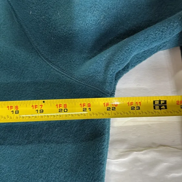 Croft & Barrow Teal button front fleece Sweater L scarecrow fall embroidered - Image 11