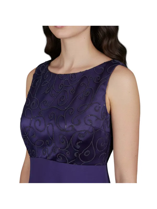 Rhapsody Purple Sleeveless Formal Gown with Beaded Bodice – Size M - Image 3