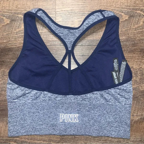 Victoria’s Secret PINK Sport Seamless Lightly Lined Blue Sports Bra Size Large - Image 3