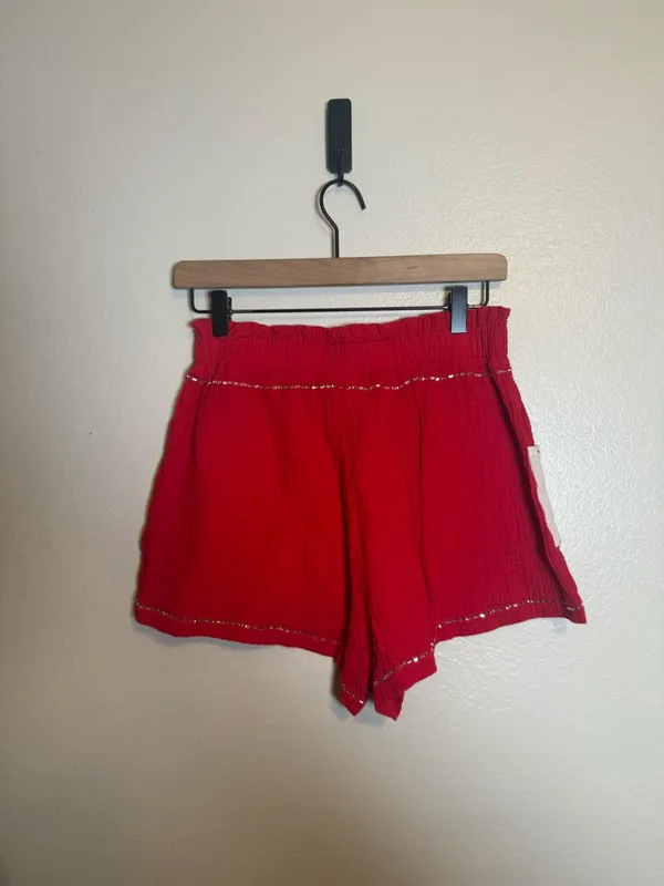 Queen of Sparkles Crimson & White‎ Gauze Top and Short Set - Image 6