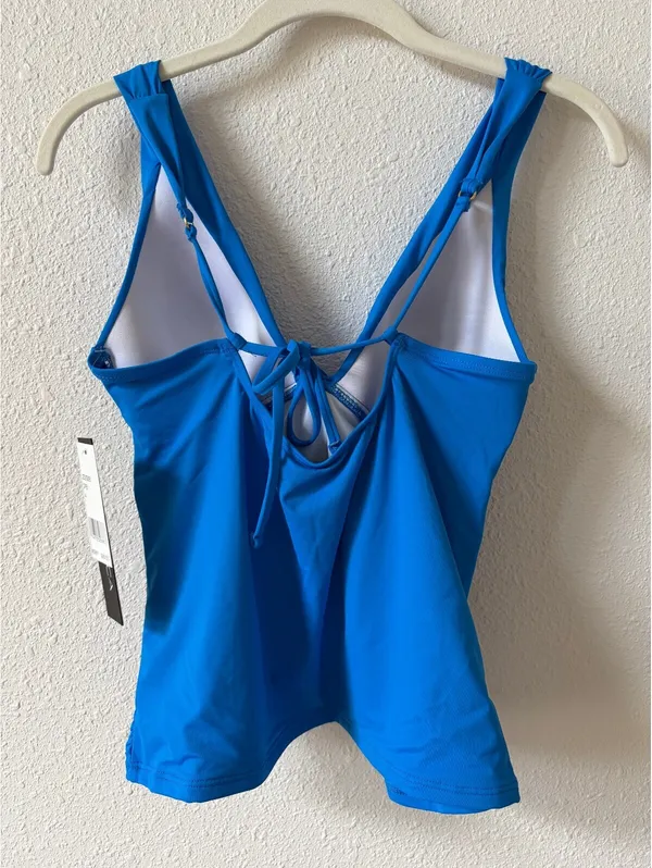 La Blanca Island Goddess Twist Tie Black Tankini Swim Top Blue Size 4 Modest - Image 2