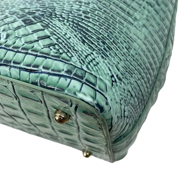 Brahmin Large Duxbury Satchel Bag Biscay Melbourne Blue Green Leather Croc - Image 9