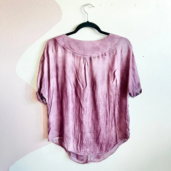 Free People Button Down Shirt Top Distressed Oversized‎ Boho Bohemian Small - Image 2