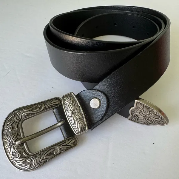 Western Belt Silver Buckle Adjustable Faux Leather Boho Chic Style - Image 12