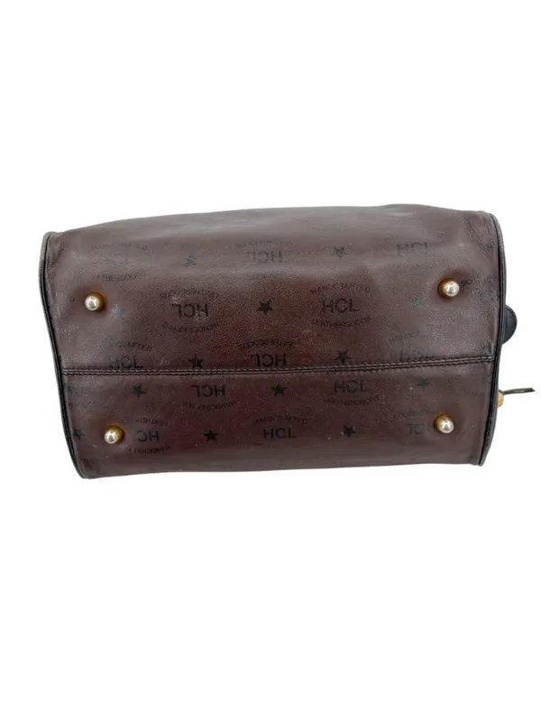 HCL Vintage 80s 90s Brown Leather Monogram Handbag Luxury Classic - Image 4