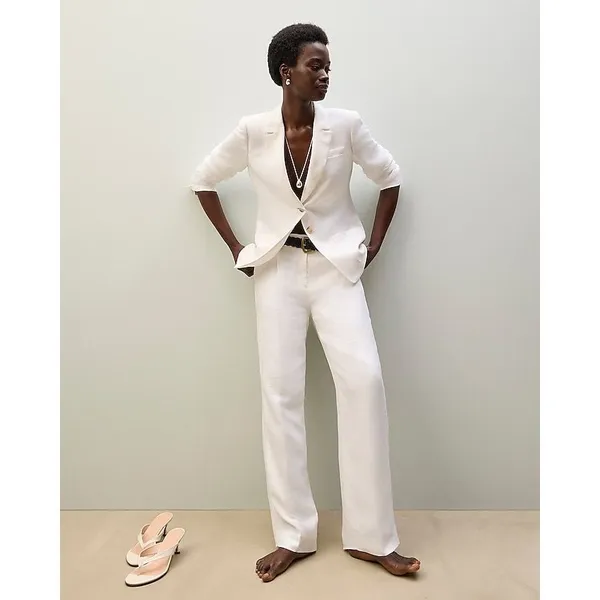 J. Crew Straight-leg Essential Pant in Chelsea Linen-Cupro Blend Size 4 Tall‎ - Image 2