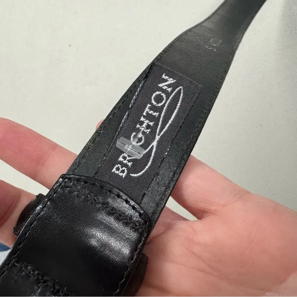Brighton Vintage Black Leather & Silver Tone Belt Womens S Boho Chunky Western - Image 6