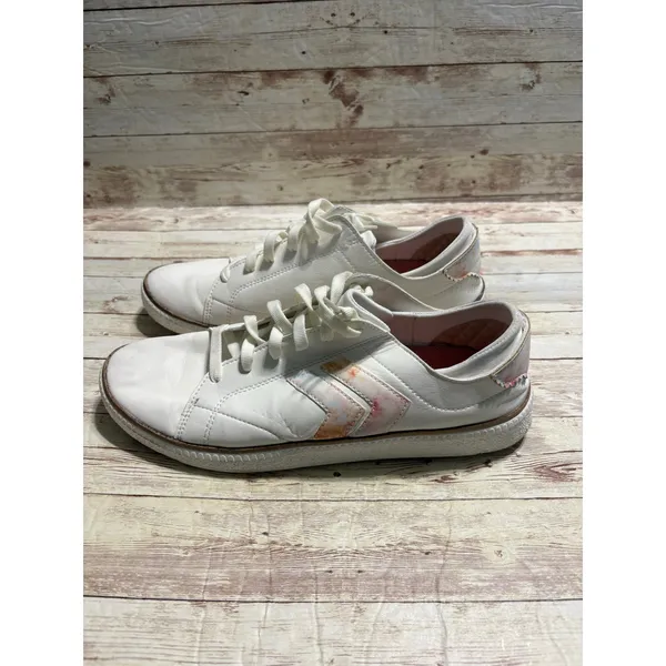 Dr. Scholl's Lace Up Leather Sneakers Women's 10M White Pastel Shoes Comfort - Image 3