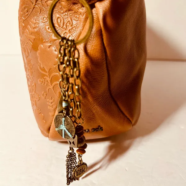 The Sak Sequoia Satchel Leather Embossed Purse Zip Closure +Charm 13” X 8” X 4” - Image 5