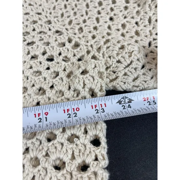 VTG CJ Bank Beige Open Knit Hand Crochet 2X Top NWT Beachy Coastal READ - Image 12