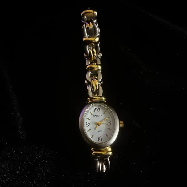 Carriage By Timex Watch Women Dainty Gold Silver Tone 19mm - Image 2