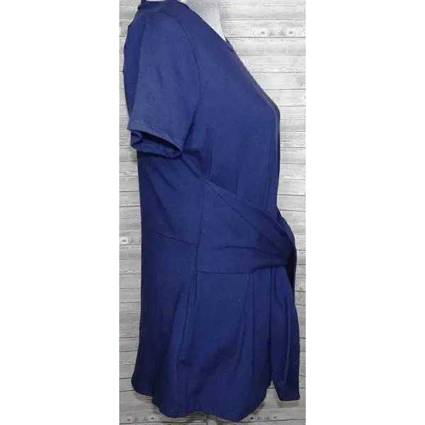 Agnes & Dora Short Sleeve Side Seam Sash Knit Top Navy Blue ~ Size L 12-14 - Image 2