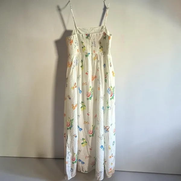 Rachel Zoe Ivory Beach Print Maxi Dress Size 2 Smocked Back NWOT - Image 3