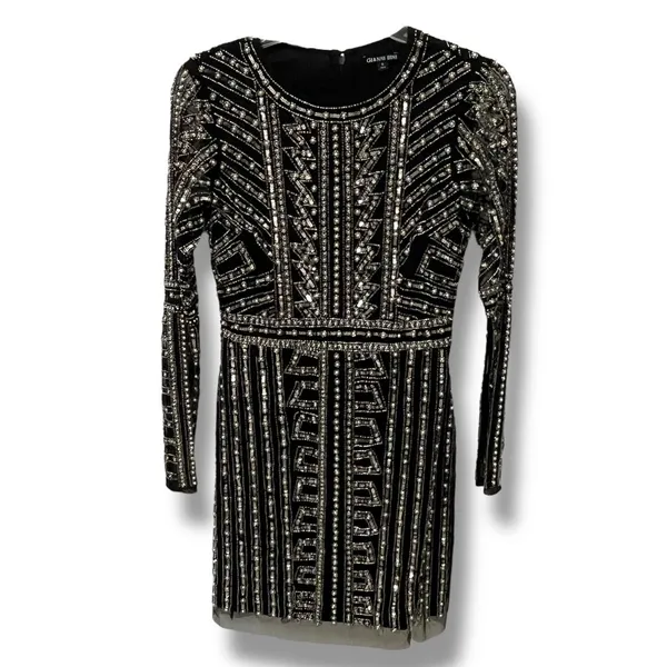 Gianni Bini Black Dani Pearl Silver Sequin Dress size 0 - Image 8