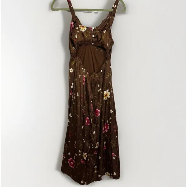 Old Navy Women’sLace-Trimmed Satin Cami Slip Dress M Brown Floral Midi Babydoll - Image 11