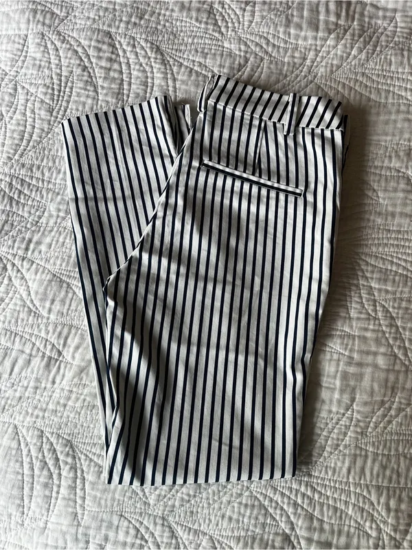 H&M Striped Navy & White Slim Ankle Pants - Image 4