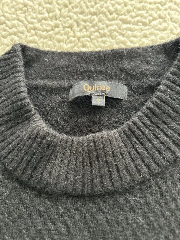 Quince Baby Alpaca Wool Diamond Stitch Crew Neck Sweater Black Size S - Image 12