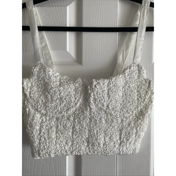 ASTR The‎ Label Popcorn Bustier Crop Top Womens Size S White Y2K NEW Coquette - Image 3