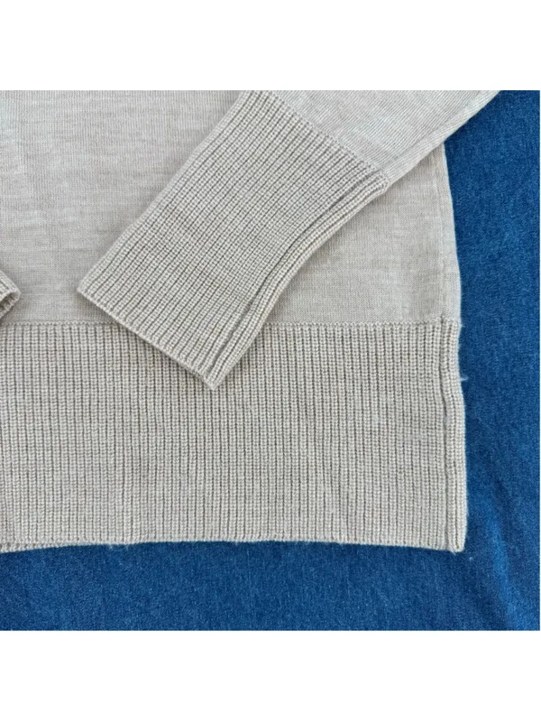 Orvis Beige Turtleneck Sweater 100% Wool Lightweight Minimalist Medium - Image 4