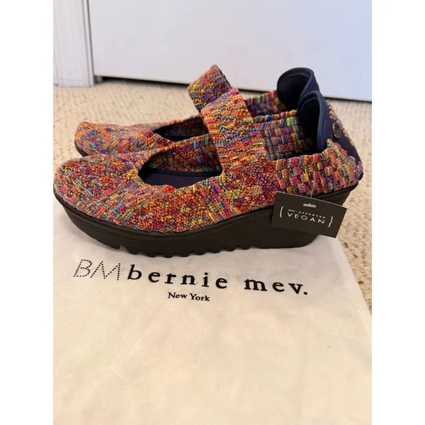 Boho Multicolor Woven Mary Jane Platform Wedge Shoes EU 39 Colorful Eclectic - Image 3
