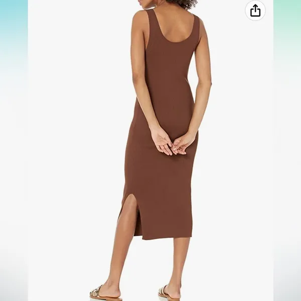 Chocolate Brown Ribbed Midi Sleeveless Dress XS NWT - Image 4