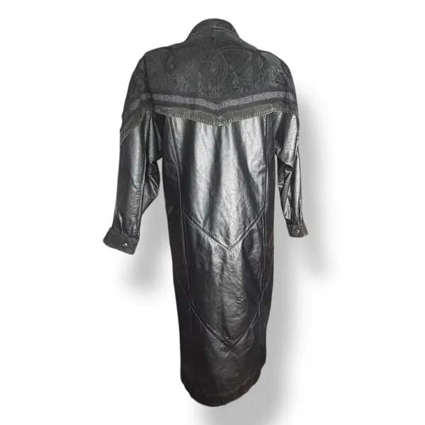 Vintage Wilsons Leather Black Trench Coat Thinsulate‎ Insulated Medium Longline - Image 12