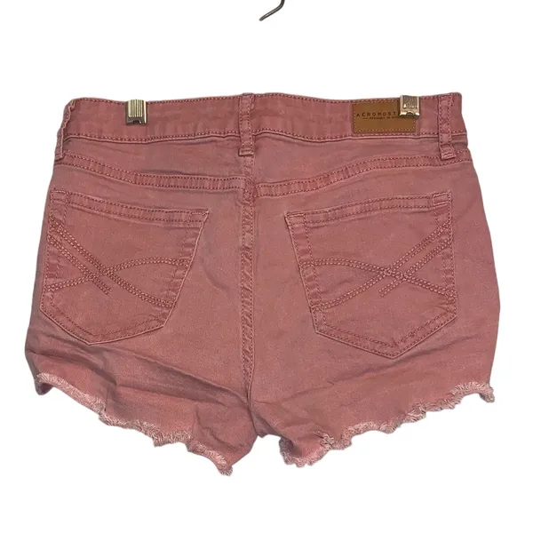 Aeropostale Distressed High Waisted‎ Shorty Shorts Rust Rose Pink - Image 2