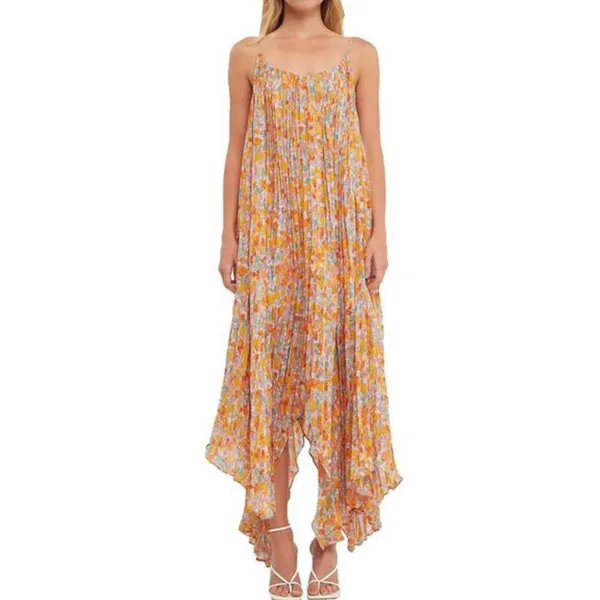 ENDLESS ROSE Pleated Waterfall Multi Maxi Dress Size XS - Image 7