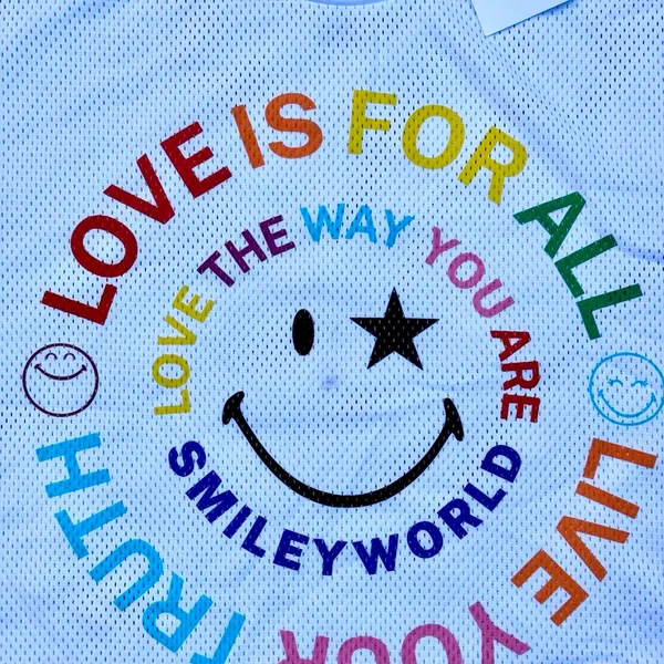 SMILEY WORLD Crop Top T Shirt White Graphic Tee - Image 2