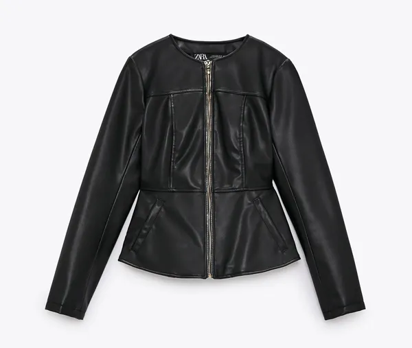 ZARA NWT Faux Leather Double Zippered Black Jacket - Image 8