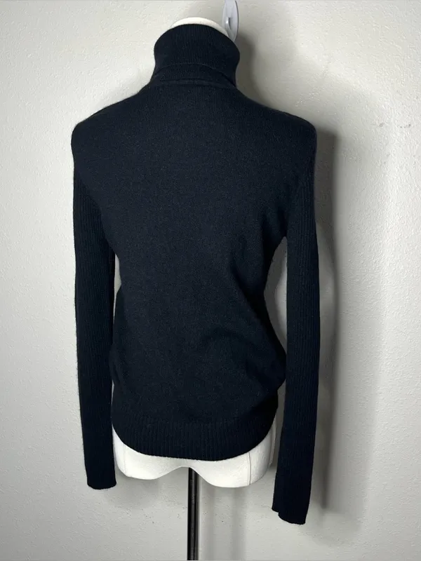 Diane Von Furstenberg Black Wool Cashmere Gracey Turtleneck Cutout Sweater - Image 2