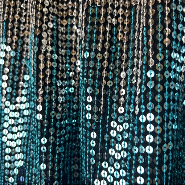 Vintage Free People Sequin Ombre Mini Skirt - Navy, Teal & Silver - Image 4