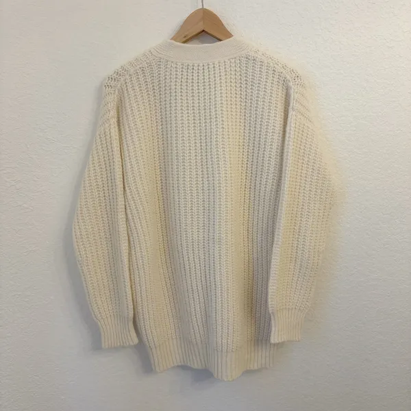 Jenni Kayne Alpaca Cocoon Cardigan XS Chunky Knit Wool Blend Oversized Cream - Image 7