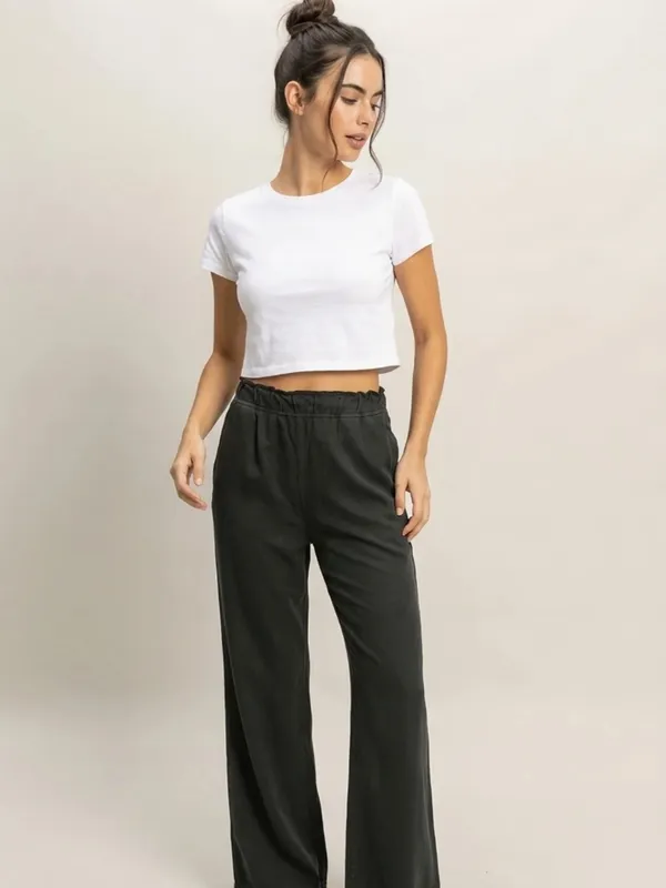NEW Double Zero Black 100% Cotton Wide Leg Flare Pants – Medium - Image 7