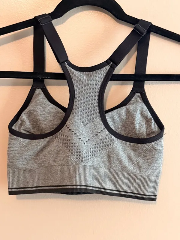 New Balance L Womens Grey Seamless Sports Bra Large Nylon Blend - Image 2