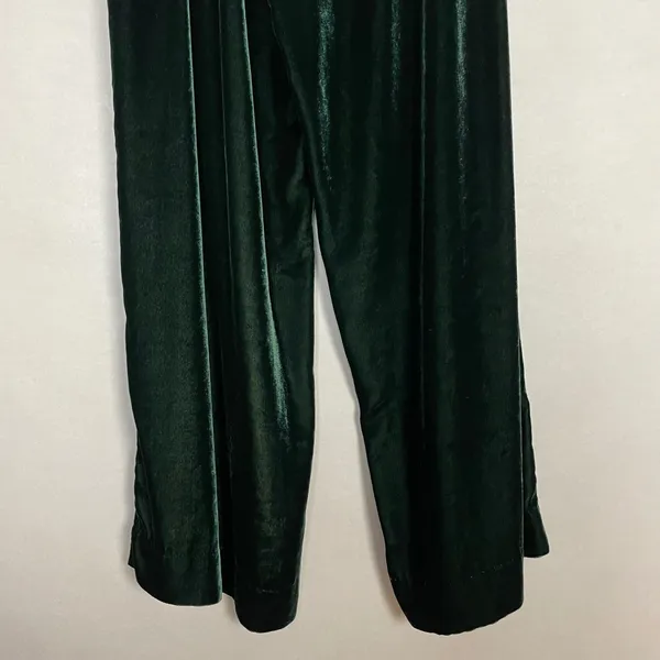 Marine Layer Bella Velvet Pants Slouchy Wide Leg Women Medium Green Drawstring - Image 10