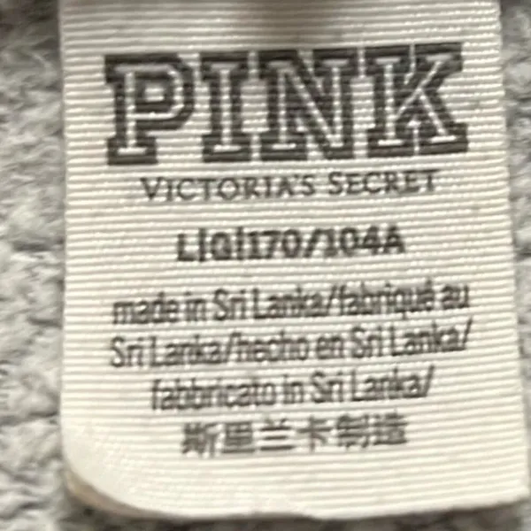 Victoria's Secret PINK Gray Full Zup Fleece Lined Hooded Jacket Size Large - Image 2