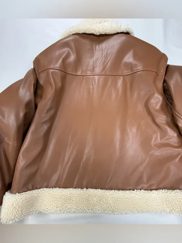 GAP Brown Bomber Jacket with Cream Sherpa Trim - Image 12