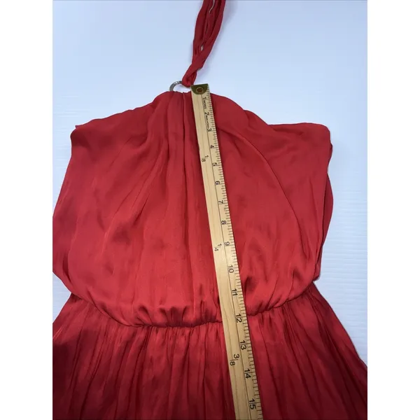White House Black Market ‎ Paradise Red Hi-Low Blouson Halter Dress Sz: 0 - Image 6