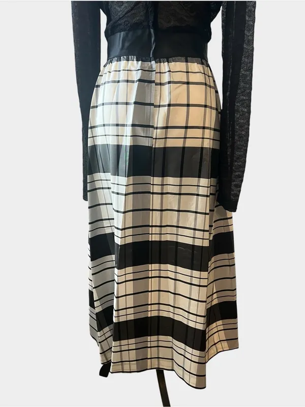 Vintage Betty Lane Original Black White Plaid Lace Bow Maxi Dress Union Made - Image 4