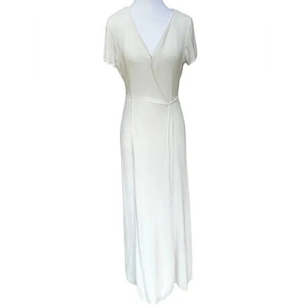 Lulus Heart of Marigold dress maxi party size S wrap white boho beach rehearsal - Image 5